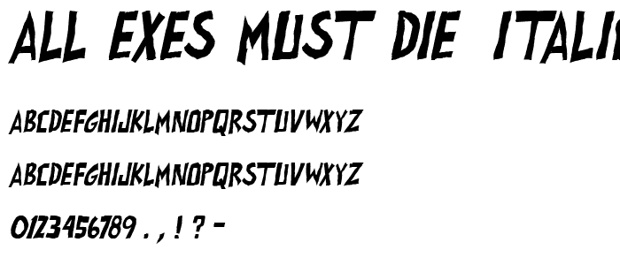all exes must die_ Italic font